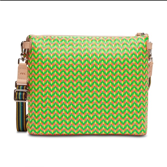 Consuela Crossbody Bag Green and Pink Chevron - Picture 4 of 5